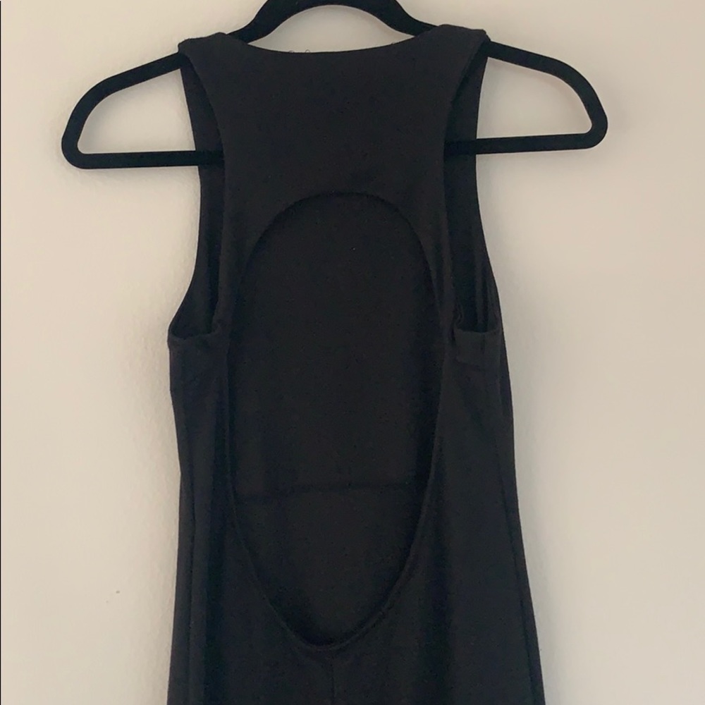 Lush black open back body on maxi dress